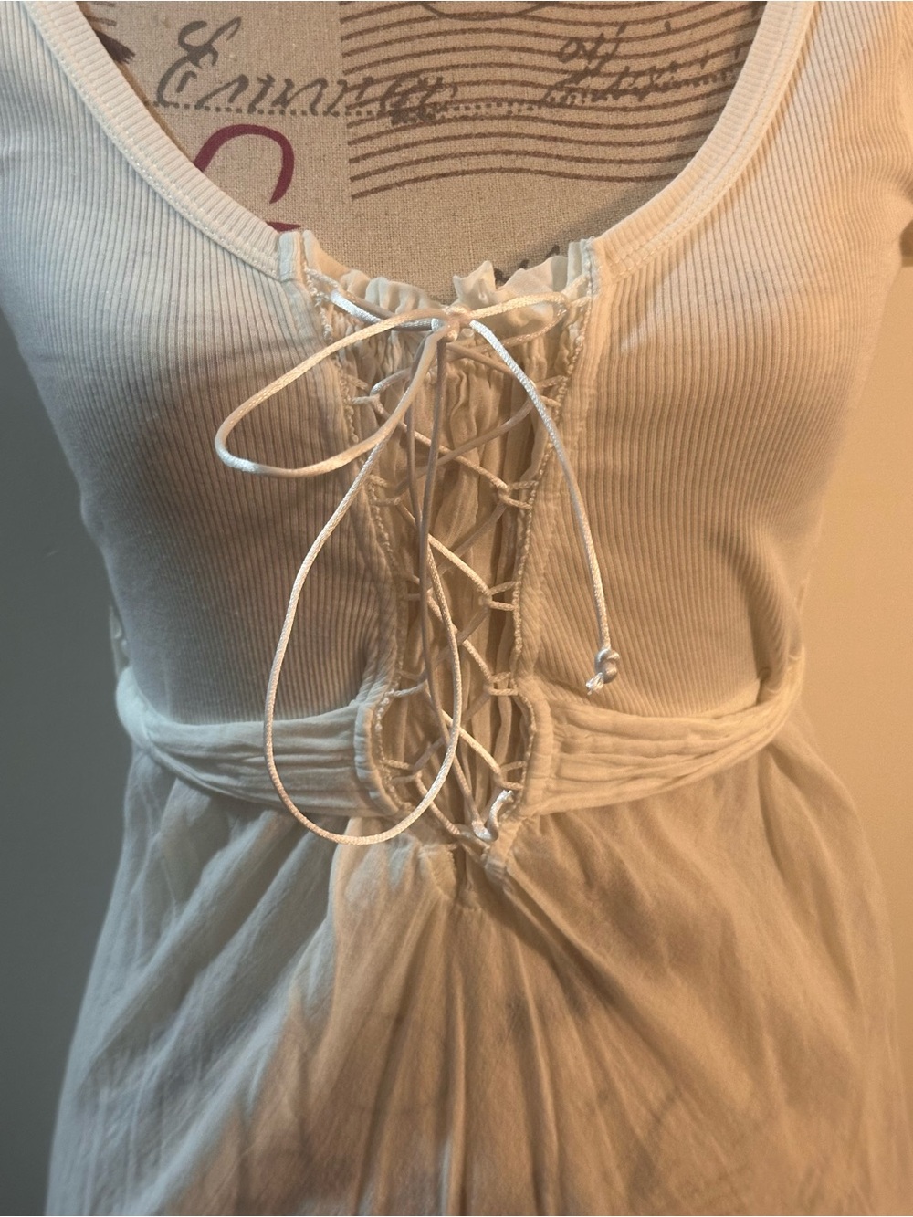 White Lace-Up Ruffle Short Sleeve Women's Top